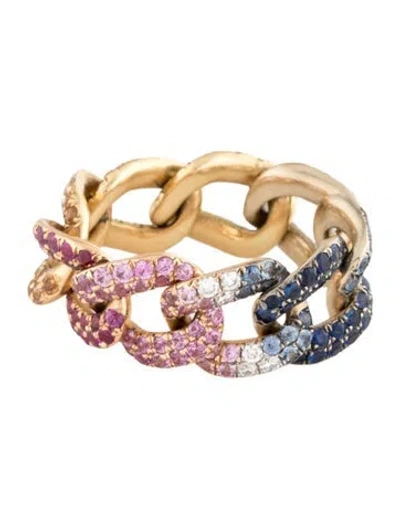 Pre-owned Shay 18k 2.64ctw Sapphire, Ruby & Diamond Rainbow Essential Link Eternity Band In Multicolor
