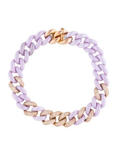 Pre-owned Shay 18k Diamond & Ceramic Essential Link Bracelet, 6.75" In Purple