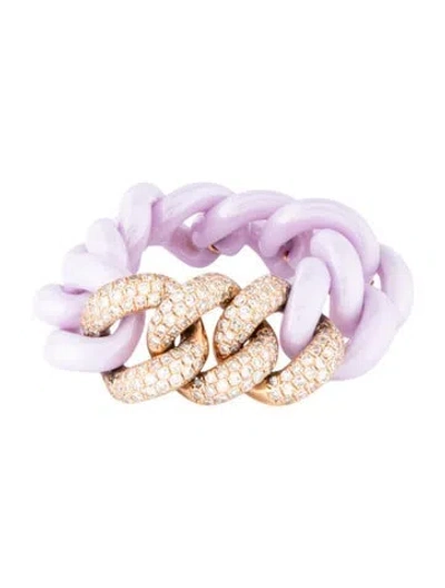 Pre-owned Shay 18k Diamond & Ceramic Essential Link Ring In Purple
