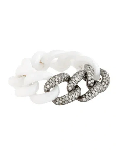 Pre-owned Shay 18k Diamond & Ceramic Link Band In White