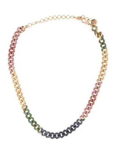 Pre-owned Shay 18k Diamond & Multistone Rainbow Medium Link Necklace, 16.75" In Multicolor