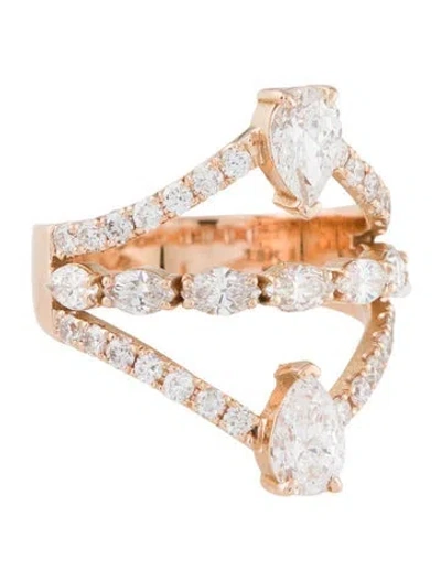 Pre-owned Shay 18k Diamond Double Pear Drop Ring In Multi