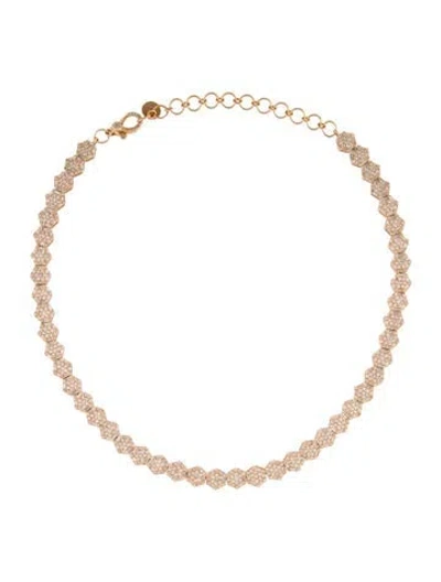 Pre-owned Shay 18k Diamond Hexagon Link Choker Necklace, 13.75" In Multi