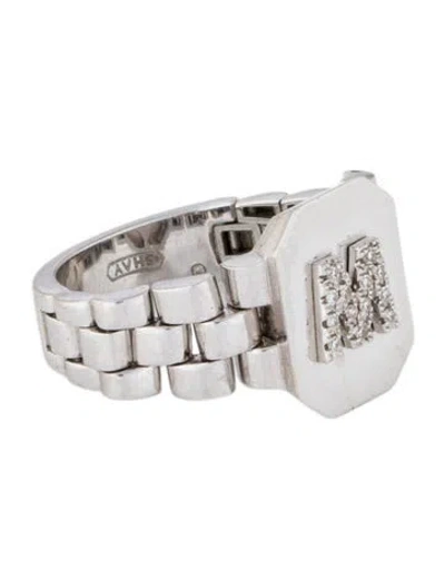 Pre-owned Shay 18k Diamond Initial M Ring In Multi