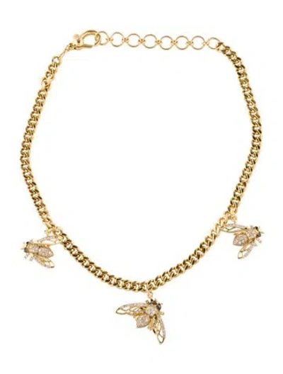 Pre-owned Shay 18k Diamond Insect Charm Anklet In Multi