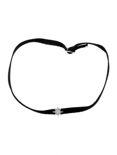 Pre-owned Shay 18k Diamond Mini Starburst Choker Necklace, 14.75" In Black