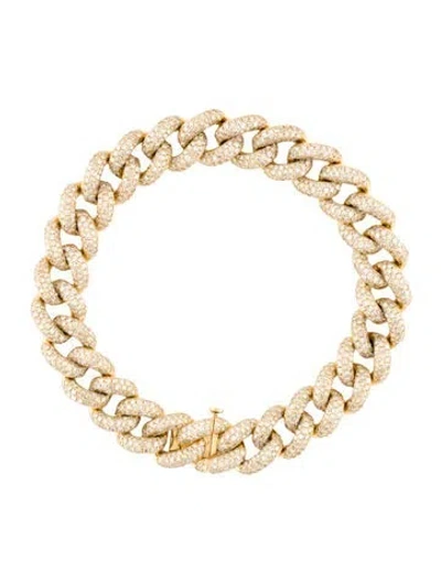Pre-owned Shay 18k Diamond Pavé Curb Chain Link Bracelet, 6" In Multicolor