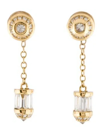 Pre-owned Shay 18k Diamond Ripple Dangle Drop Earrings In Multicolor