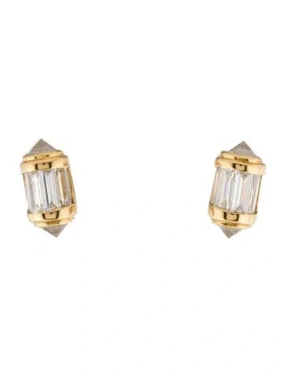Pre-owned Shay 18k Diamond Ripple Stud Earrings In Multicolor
