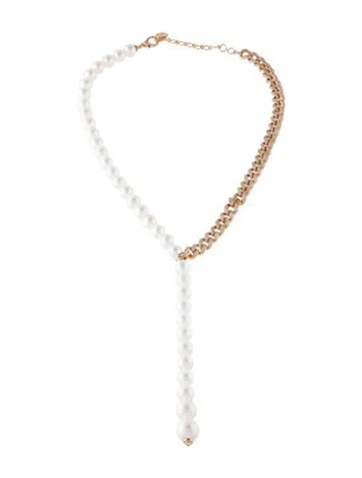 Pre-owned Shay 18k Pearl & Diamond Split Y Necklace, 18" In Multi