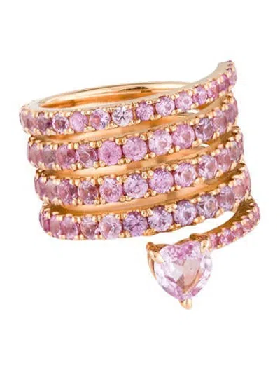 Pre-owned Shay 18k Pink Sapphire Spiral Ring In Multicolor