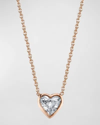 Shay 18k Rose Gold Bezel Solitaire Diamond Heart Necklace