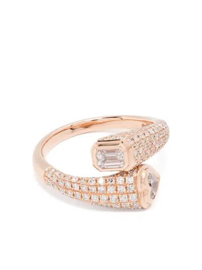 Shay 18k Rose Gold Bypass Diamond Ring In Pink