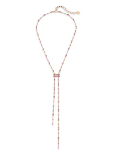 Shay 18k Rose Gold Cascade Y Pink Sapphire And Diamond Necklace In Brown