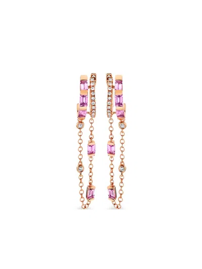 SHAY 18K ROSE GOLD DOUBLE MIXED FRINGE SAPPHIRE EARRINGS