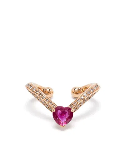 Shay 18k Rose Gold Ruby Ear Cuff In Pink