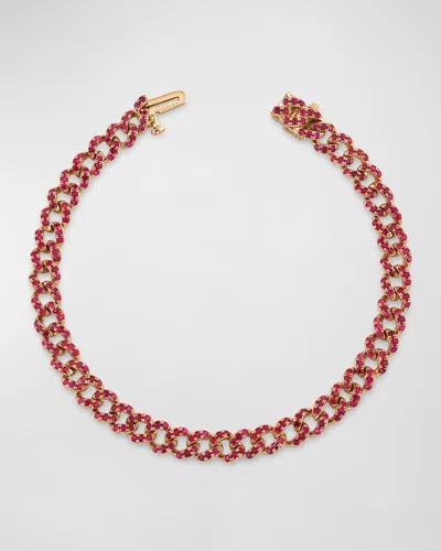 Shay 18k Rose Gold Ruby Mini Link Bracelet In Red