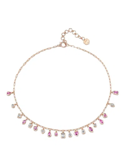 Shay 18k Rose Gold Sapphire And Diamonds Mixed Necklace In Pink