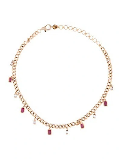 Pre-owned Shay 18k Ruby & Diamond Station Necklace, 13.5" In Multicolor