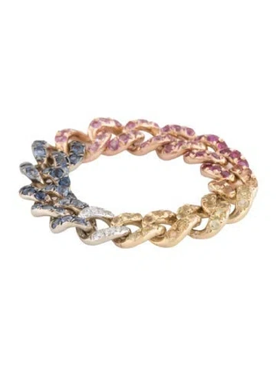 Pre-owned Shay 18k Sapphire, Ruby & Diamond Mini Pave Link Eternity Band In Multicolor