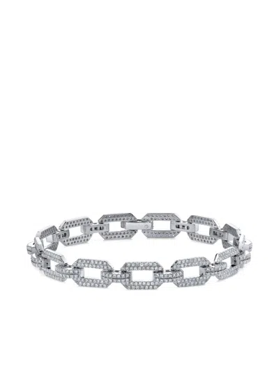SHAY 18K WHITE GOLD FLAT GEO LINK DIAMOND BRACELET