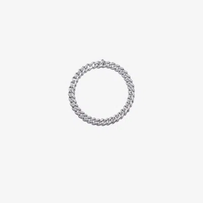 Shay 18k White Gold Medium Flat Link Diamond Bracelet In Silver