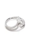 Shay 18k White Gold Mixed Stacked Chevron Diamond Pinky Ring