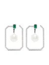 Shay 18k White Gold Multi-stone Octagon Hoop Earrings In Silver