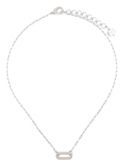 Shay 18k White Gold Pendant Diamond Necklace In Burgundy