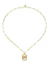 Shay 18k Yellow Gold Deco Pendant Pink Sapphire Necklace In Metallic