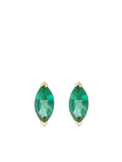 Shay 18k Yellow Gold Halo Emerald And Diamond Stud Earrings