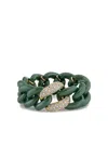 Shay 18k Yellow Gold Medium Link Diamond Ring In Green