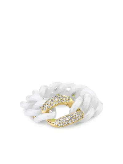 Shay 18k Yellow Gold Medium Link Diamond Ring In White