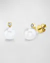 SHAY 18K YELLOW GOLD PEARL AND DIAMOND ORB EARRINGS