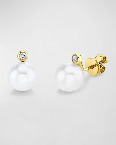 Shay 18k Yellow Gold Pearl And Diamond Orb Earrings