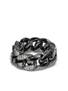 Shay 18k Black Gold Flat Link Diamond Ring In Schwarz