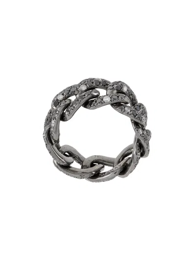 Shay 18kt Black Gold Twinkle Diamond Jumbo Link Ring