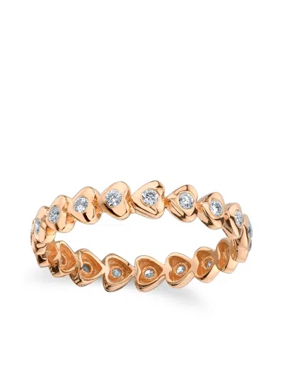 Shay 18kt Rose Gold Diamond Heart Eternity Ring In Pink