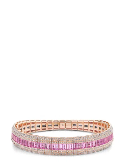 Shay 18kt Rose Gold Scales Diamond And Sapphire Bracelet In Pink