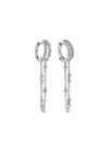 Shay 18kt White Gold Diamond Double Mixed Fringe Earrings In Silver