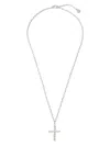 Shay 18k White Gold Mini-cross Diamond Necklace In Silver