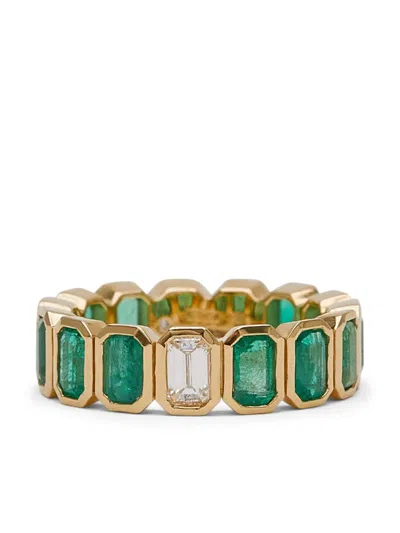 Shay 18kt Yellow Gold Emerald And Diamond Eternity Ring In 金色