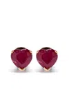 Shay 18kt Yellow Gold Heart Ruby Earrings In Pink