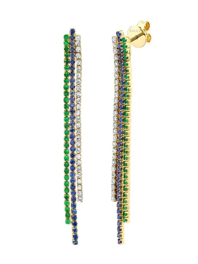 Shay 18kt Yellow Gold Triple Thread Multi-stone Earrings