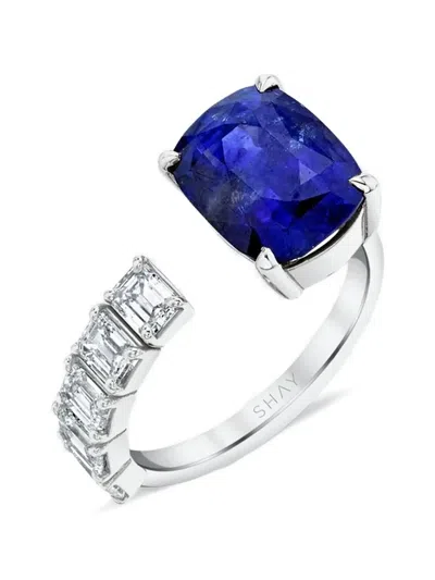 Shay Blue Sapphire And Diamond Ring In Metallic