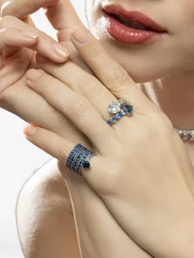 Shay Blue Sapphire Spiral Heart Ring In Multi