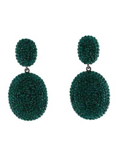 Pre-owned Shay Crystal Drop Earrings In Green