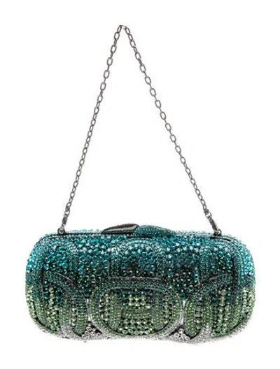 Pre-owned Shay Crystal Evening Bag In Green
