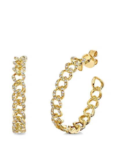 Shay Diamond Link-design Hoop Earings In Gold