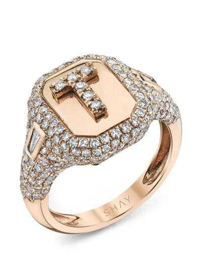 Shay Diamond T Initial Ring In Gold